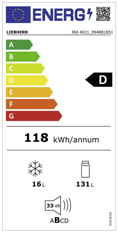 Liebherr IRd 4021-22 energielabel