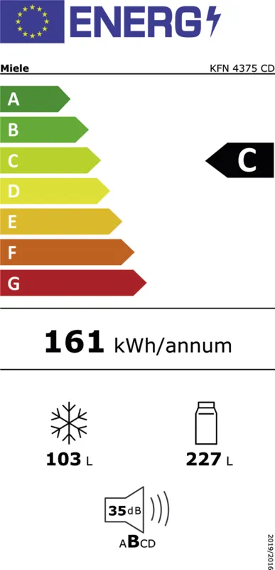 Miele KFN 4375 CD ws energielabel