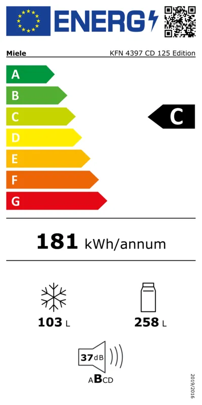 Miele KFN 4397 CD energielabel