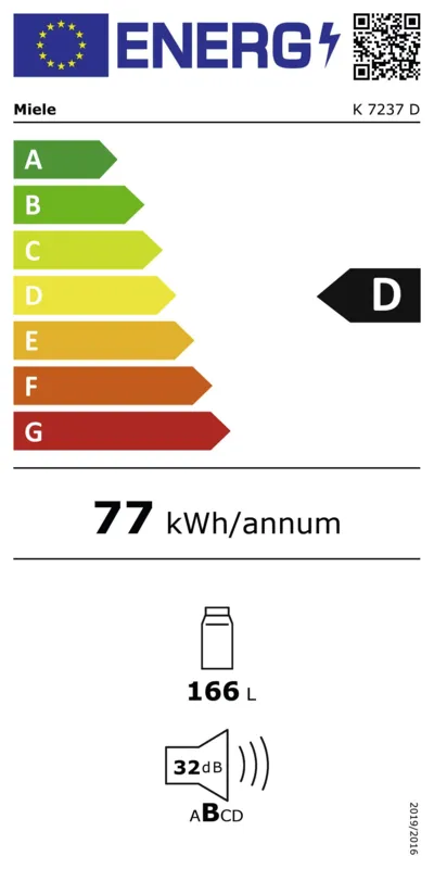 Miele K 7237 D energielabel