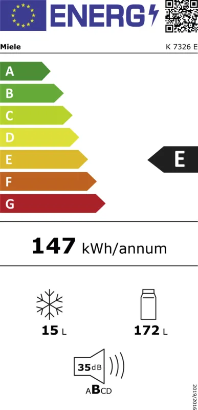 Miele K 7326 E energielabel