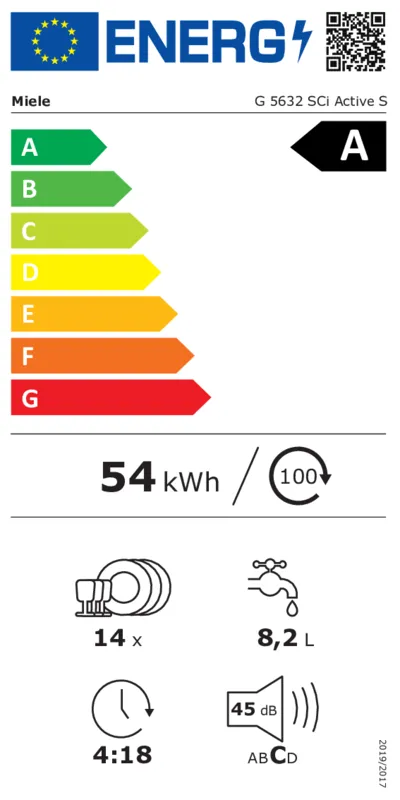 Miele G 5632 SCi Active S energielabel