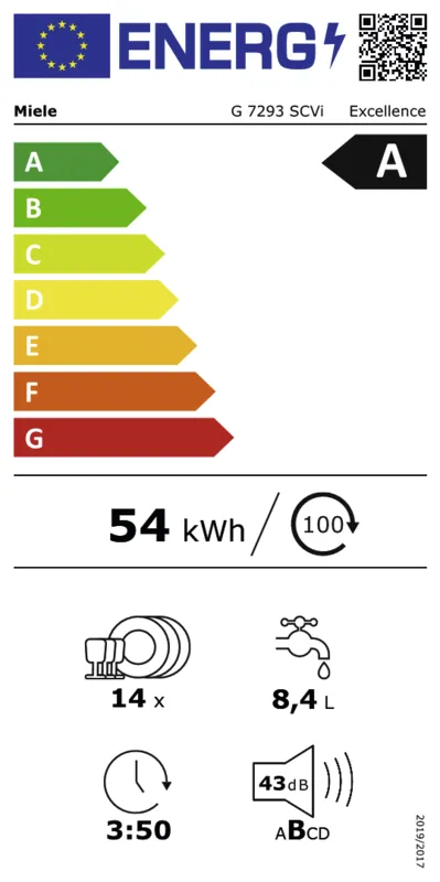 Miele G 7293 SCVi energielabel