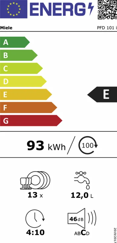 Miele PFD 101 i energielabel