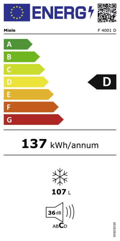 Miele F 4001 D energielabel