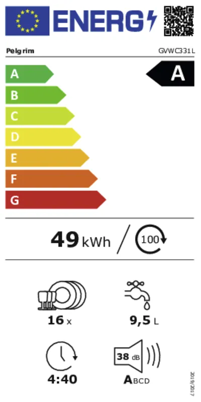 Pelgrim GVWC331L energielabel