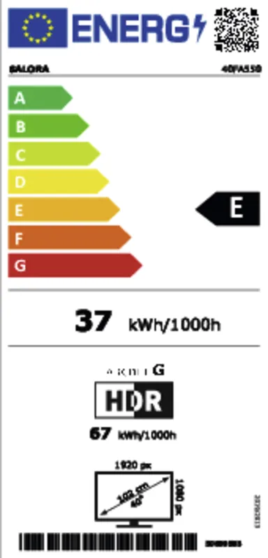 Salora 40FA550 energielabel