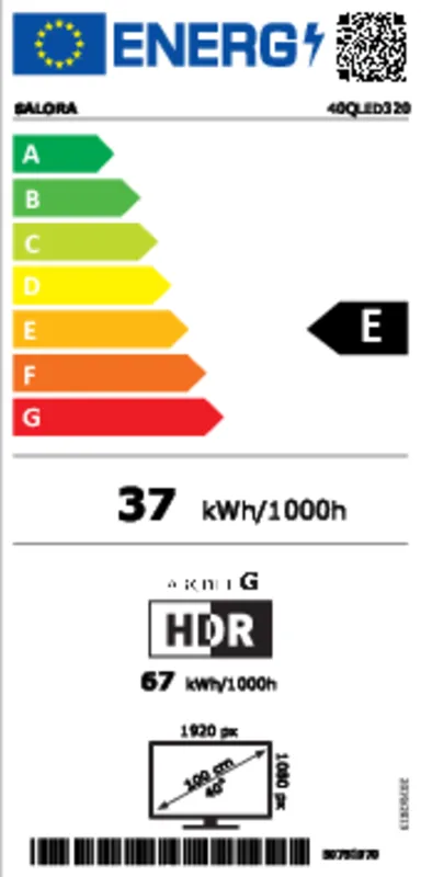 Salora 40QLED320 energielabel