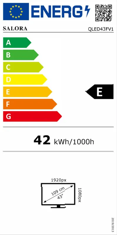 Salora QLED43FV1 energielabel