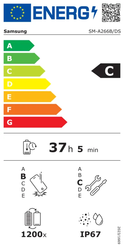Samsung Galaxy A26 5G A266B 128GB energielabel