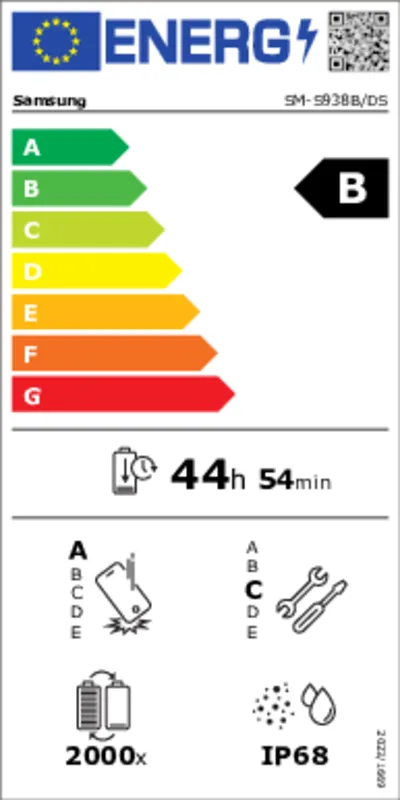 Samsung S25 Ultra S938 1TB energielabel