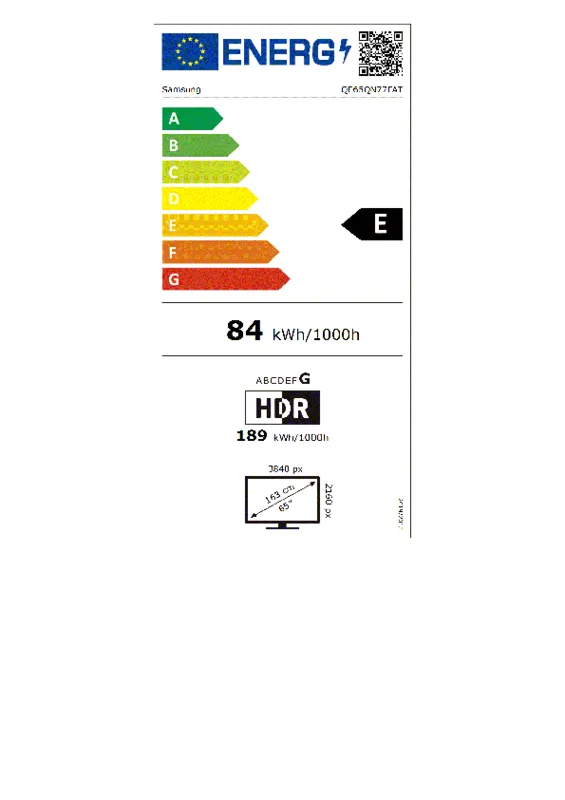 Samsung QE65QN77FATXXN energielabel