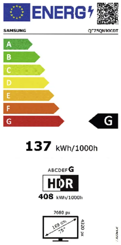 Samsung QE75QN900DTXXN energielabel