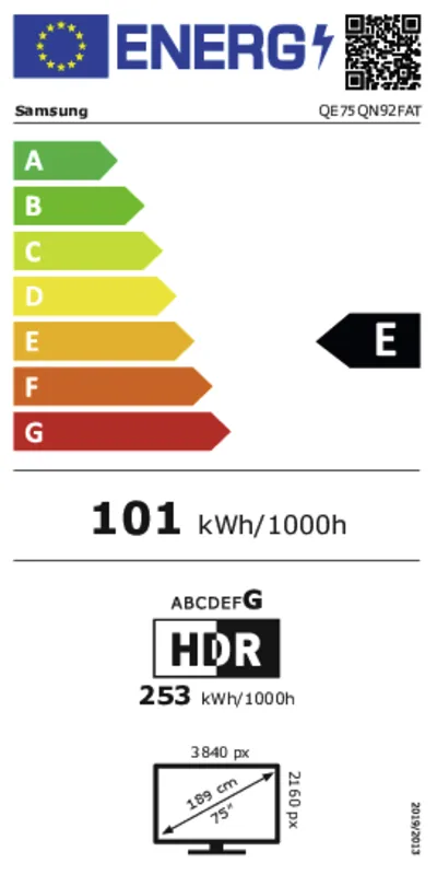 Samsung QE75QN92FATXXN energielabel