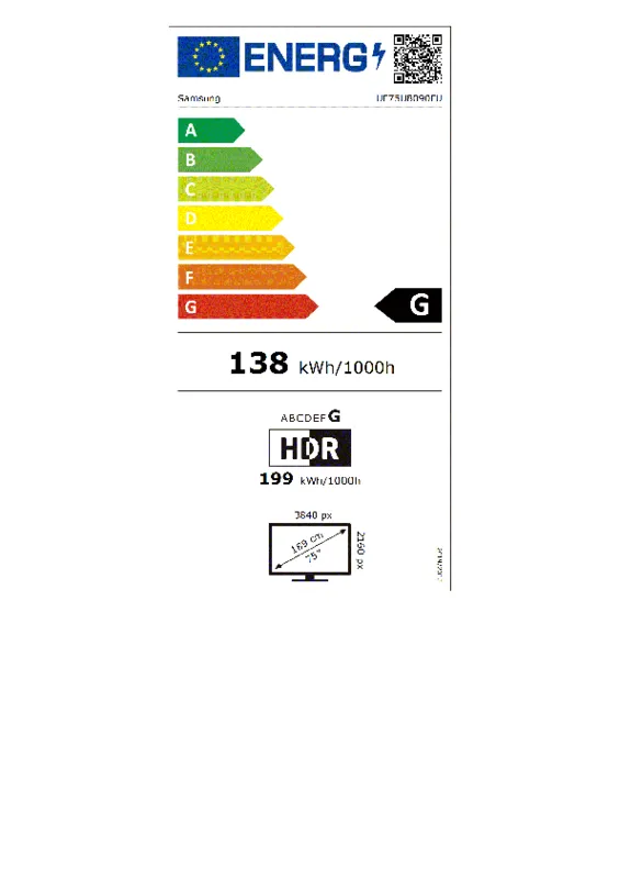 Samsung UE75U8090FUXXN energielabel