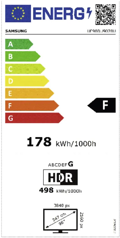 Samsung UE98DU9070UXXN energielabel