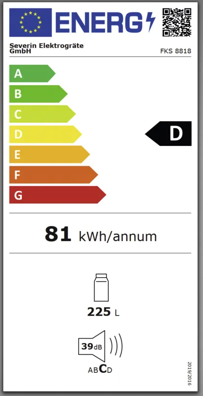 Severin FKS 8818 energielabel
