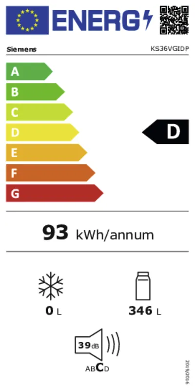 Siemens KS36VGIDP energielabel