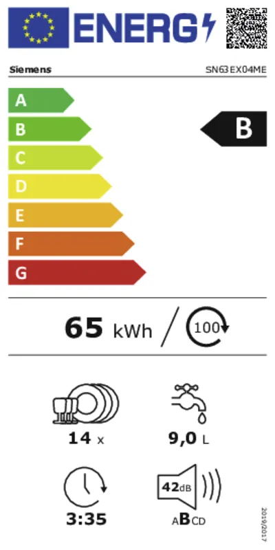 Siemens SN63EX04ME energielabel