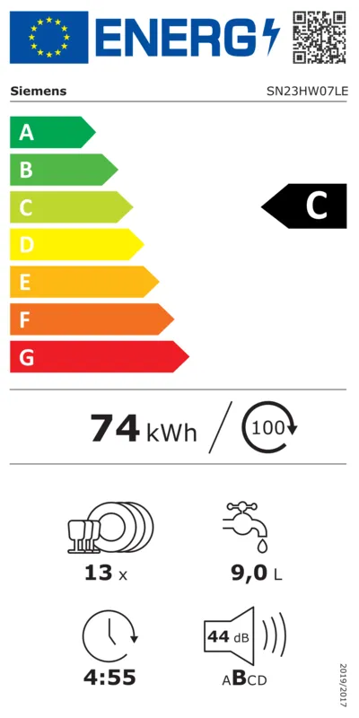Siemens SN23HW07LE energielabel