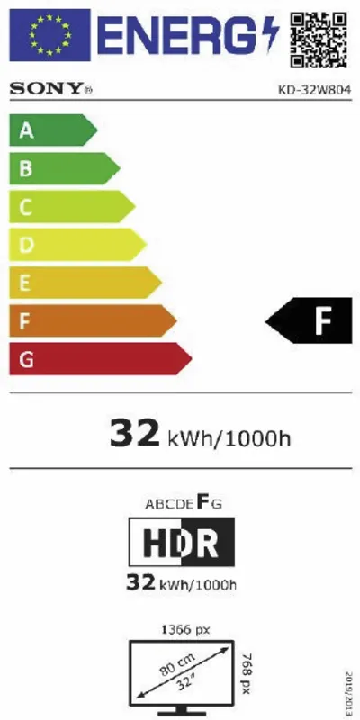 Sony KD32W804P1B.CEI energielabel