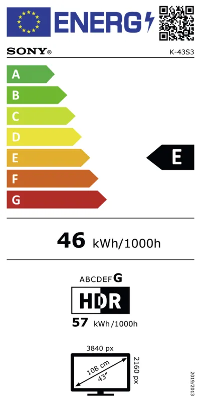 Sony K43S39PB.CEI energielabel