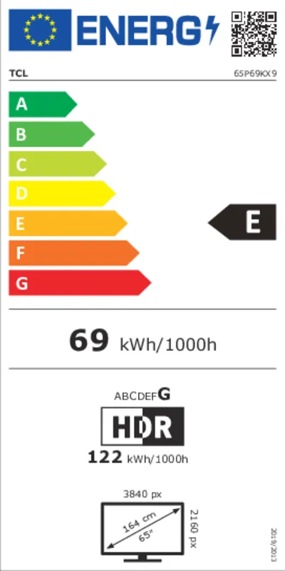 TCL 65P69K energielabel