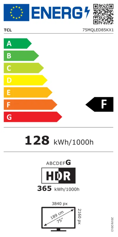 TCL 75MQLED85K energielabel