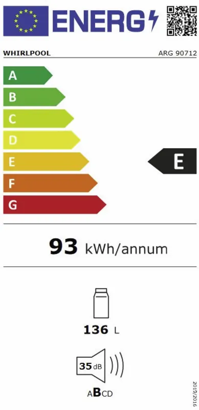 Whirlpool ARG 90712 energielabel