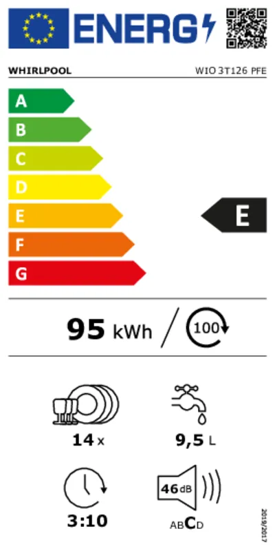 Whirlpool WIO 3T126 PFE energielabel