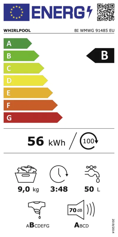 Whirlpool BI WMWG 91485 EU energielabel