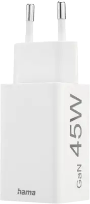 Snellader, 1x USB-C PD, 1x USB-A QC, mini-oplader, 45 W