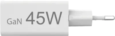 Snellader, 1x USB-C PD, 1x USB-A QC, mini-oplader, 45 W