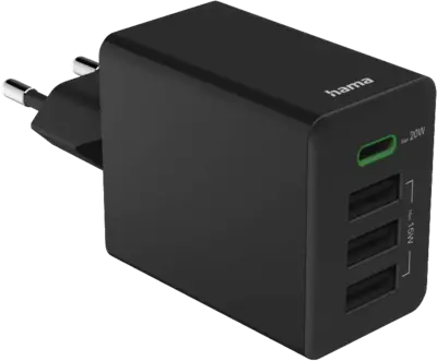 Snellader, 1x USB-C PD, 3x USB-A, mini-oplader, 35W