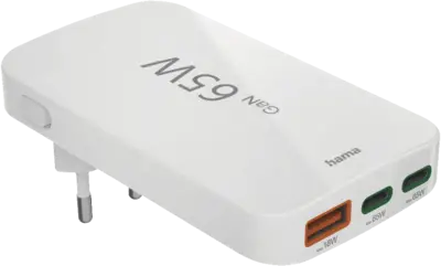 Snellader, 2x USB-C, 1x USB-A, PD, 65 W, inklapbaar