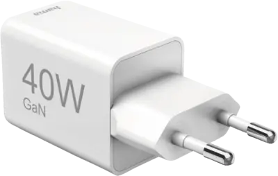 Snellader, GaN, 2x USB-C, super-mini-oplader, PD, 40 W