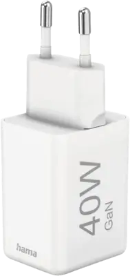 Snellader, GaN, 2x USB-C, super-mini-oplader, PD, 40 W