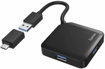 Hama 200116 USB-A-Hub, 4 Ports, 5Gbit/s, +USB-C