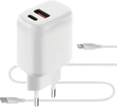 Mobiparts Wall Charger Dual USB-C/USB-A with Lightning Cable